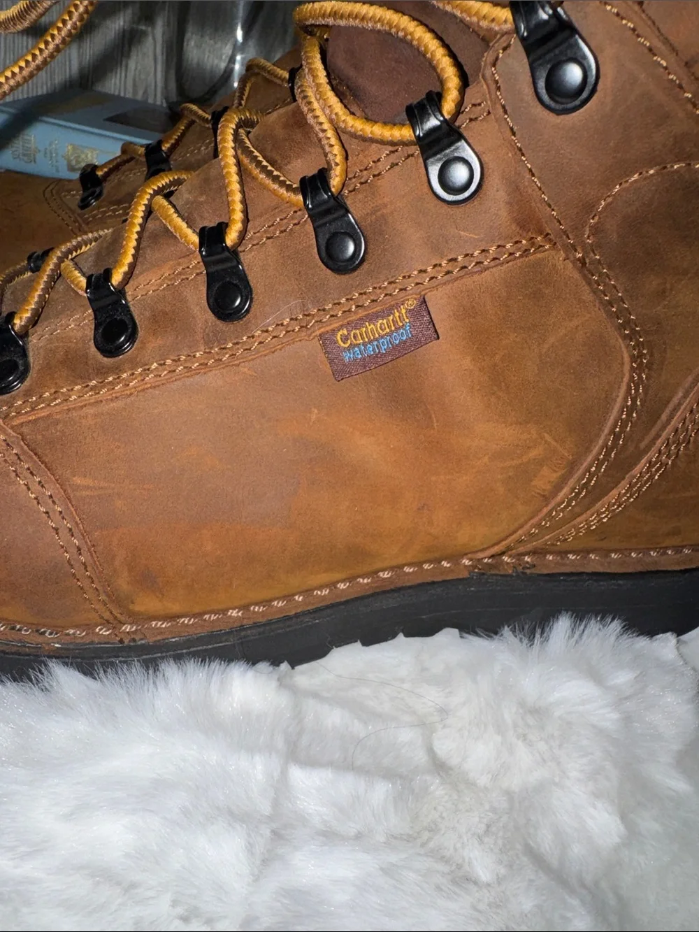 Carhartt Brown Leather Steel Toed - Waterproof Lace-Up Work Boots